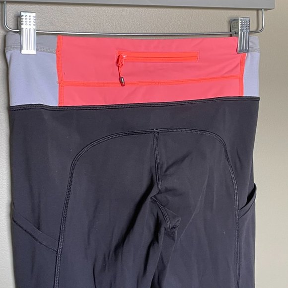Lululemon Athletica Speed Tight black and coral full length size 4 - Picture 6 of 12